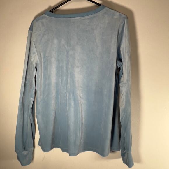 Serra Sky Blue Velour Set Top & Pants Women's Medium Pajamas Athletic Sweats - Picture 13 of 16
